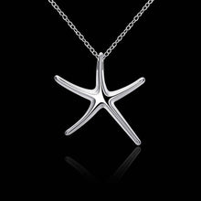Trendy silver-plated pendant necklace Sea Star colar bijoux ELY