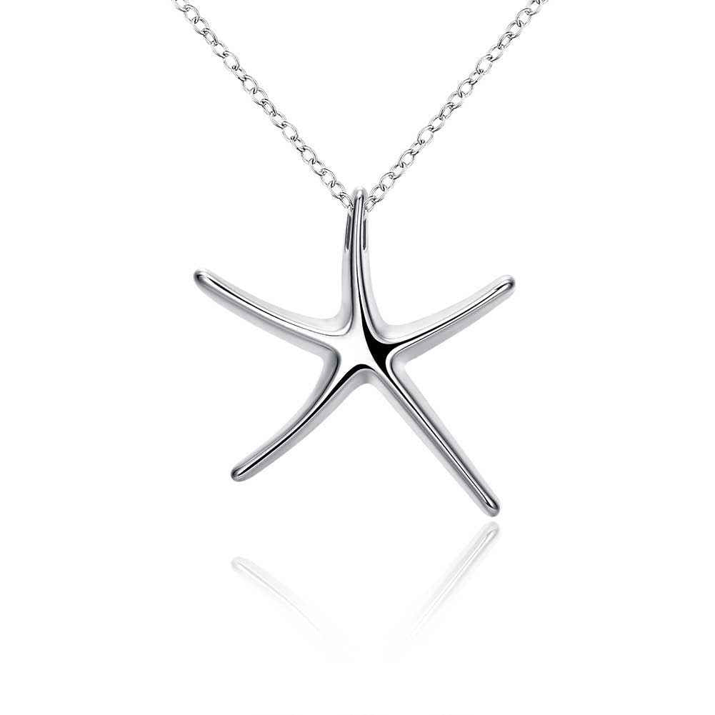 Trendy silver-plated pendant necklace Sea Star colar bijoux ELY