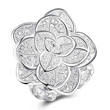Trendy silver plated wedding rings Three Flower anel masculino horloge 116 ELY