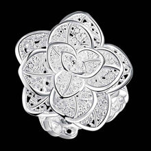 Trendy silver plated wedding rings Three Flower anel masculino horloge 116 ELY