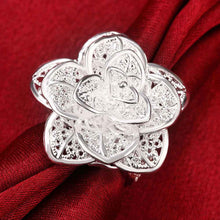 Trendy silver plated wedding rings Three Flower anel masculino horloge 116 ELY