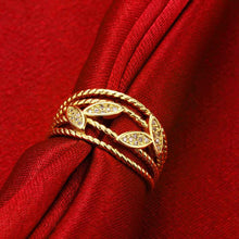 Vintage Love 18K Gold Plating wedding rings Inlaid leaves on the bar anillos Gift for her3 9 ELY