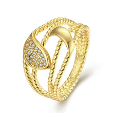 Vintage Love 18K Gold Plating wedding rings Inlaid leaves on the bar anillos Gift for her3 9 ELY