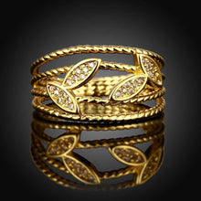 Vintage Love 18K Gold Plating wedding rings Inlaid leaves on the bar anillos Gift for her3 9 ELY