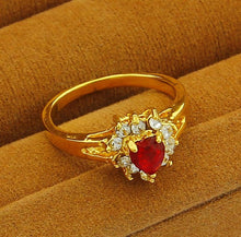 Vintage Love 24k gold plated rings for men red crastal anillos bear bone32 ELY