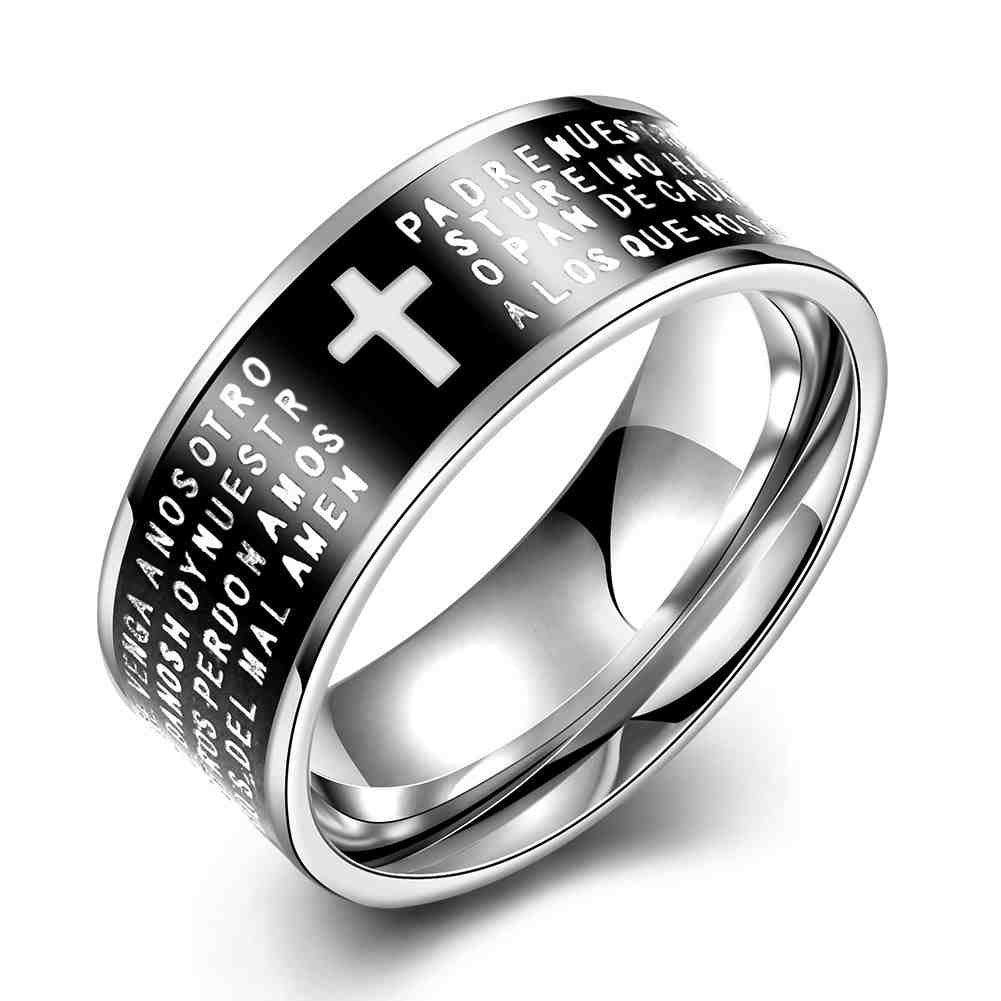 Vintage Love Men's Titanium Steel wedding ring Printing cross bague horloge TSGR 91 ELY