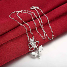 Vintage Love silver necklaces Rose Flower Pendant collares horloge171 ELY