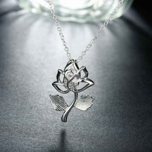 Vintage Love silver necklaces Rose Flower Pendant collares horloge171 ELY