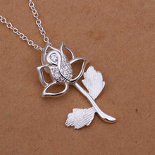 Vintage Love silver necklaces Rose Flower Pendant collares horloge171 ELY
