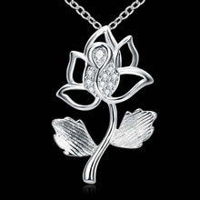Vintage Love silver necklaces Rose Flower Pendant collares horloge171 ELY