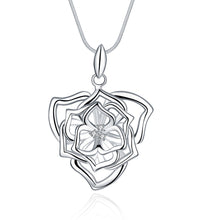 Vintage Love silver necklaces Rose Flower Pendant collares horloge171 ELY
