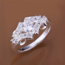Vintage Love silver rings Inlaid Stone Belt anillos wedding 49 ELY