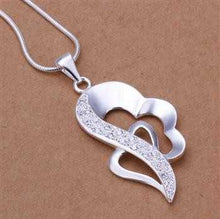 Vintage Love silver women necklace Insets Heart gros collier femme jewelry display162 ELY
