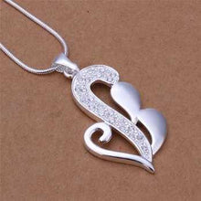 Vintage Love silver women necklace Insets Heart gros collier femme jewelry display162 ELY