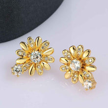 18K Gold Plating earing ethnic crystal flower stud pendientes sport SKGE 23 ELY