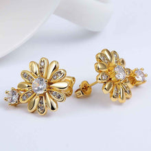 18K Gold Plating earing ethnic crystal flower stud pendientes sport SKGE 23 ELY