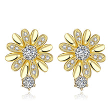 18K Gold Plating earing ethnic crystal flower stud pendientes sport SKGE 23 ELY