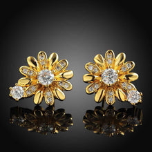 18K Gold Plating earing ethnic crystal flower stud pendientes sport SKGE 23 ELY