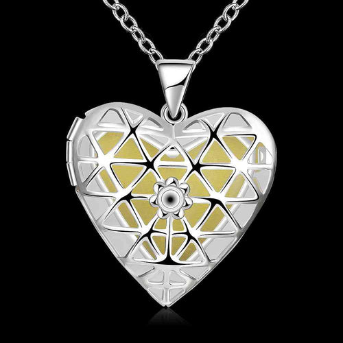 Glow Jewelry necklace women Hollow heart net colar vintage accessories LUYN 83 ELY