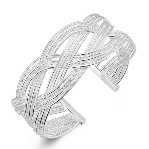 silver bangles Big Weaved women bracelet Factory SMTB 33 ELY