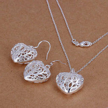 silver jewelry sets Solid Heart Necklae&Earring african jewelry set charms 89 ELY