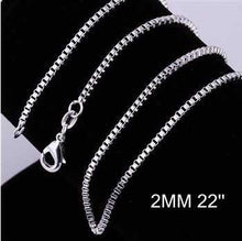silver plated chain 2M 16-24inch Box joias 4 ELY
