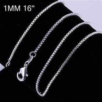 silver plated chain 2M 16-24inch Box joias 4 ELY