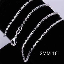 silver plated chain 2M 16-24inch Box joias 4 ELY