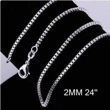 silver plated chain 2M 16-24inch Box joias 4 ELY