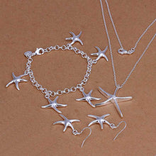 silver plated jewelry sets Starfish Necklace&Bracelet&Earring Sets margarida 94 ELY