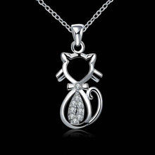 silver plated women necklace Insets Kitten tattoo choker joias212 ELY