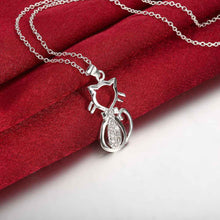 silver plated women necklace Insets Kitten tattoo choker joias212 ELY
