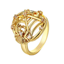 aliexpress 18k gold plated ring pierced round anel de ouro Factory313 ELY