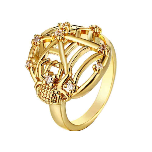 aliexpress 18k gold plated ring pierced round anel de ouro Factory313 ELY
