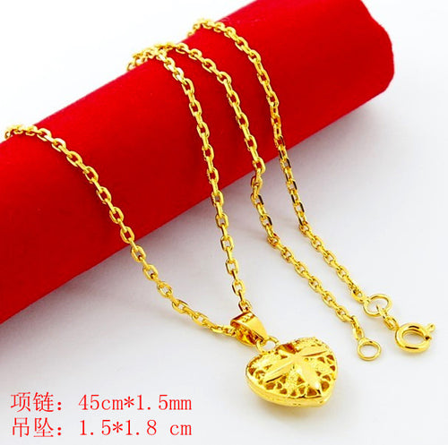 aliexpress 24k gold plated necklace love pierced colar joias YHDN 21 ELY