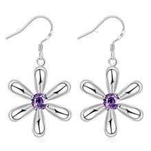 aliexpress silver clip on earrings Six-leaf flower drop kupe Elegant 247 ELY