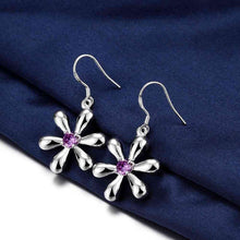 aliexpress silver clip on earrings Six-leaf flower drop kupe Elegant 247 ELY