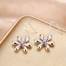 aliexpress silver clip on earrings Six-leaf flower drop kupe Elegant 247 ELY