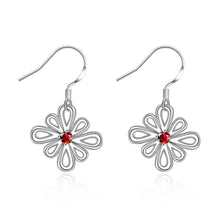 aliexpress silver clip on earrings Six-leaf flower drop kupe Elegant 247 ELY