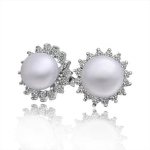 aliexpress silver earring beads heart imitation pearl stud cuff wedding 266 ELY