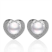 aliexpress silver earring beads heart imitation pearl stud cuff wedding 266 ELY