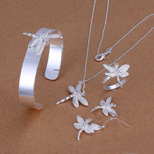 aliexpress silver jewelry set Insets Dragonfly Necklace&Bangle&Earring&Ring Sets sport176 ELY