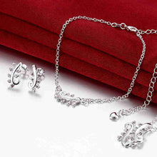 aliexpress silver jewelry sets leaf crystal earrings Anklet necklace Sets Jewelry European Style187 ELY