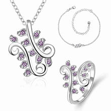 aliexpress silver jewelry sets leaf crystal earrings Anklet necklace Sets Jewelry European Style187 ELY