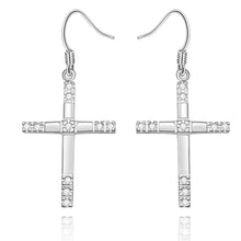 aliexpress silver plated earing Inlaid Cross drop brincos de festa joias 238 ELY
