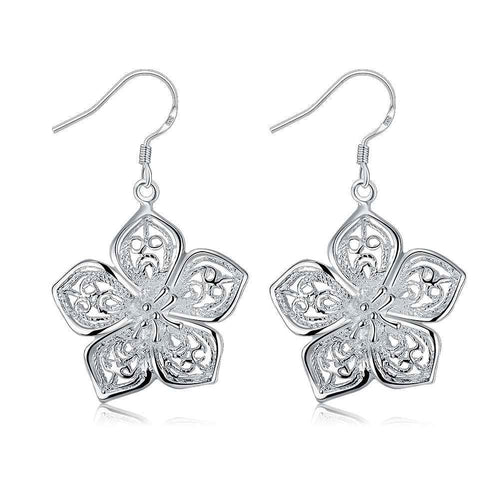 aliexpress silver-plated earings jewelry Flower drop pendientes bear bijoux ELY