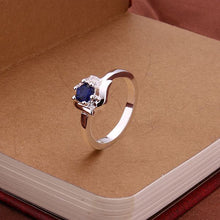 aliexpress silver plated engagement ring Squirrel blue stone bague femme ruby jewelry 11 ELY