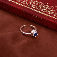 aliexpress silver plated engagement ring Squirrel blue stone bague femme ruby jewelry 11 ELY