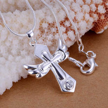 aliexpress silver plated pendant necklace Big wings Cross perfume women fine jewelry HBP 12 ELY
