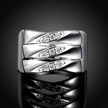 aliexpress silver plated rings for men Crystal parallel anel masculino Gift for her 783 ELY